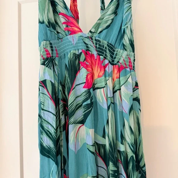 Show Me Your MuMu Turquoise Tropical Halter Maxi Dress size M - Picture 6 of 8